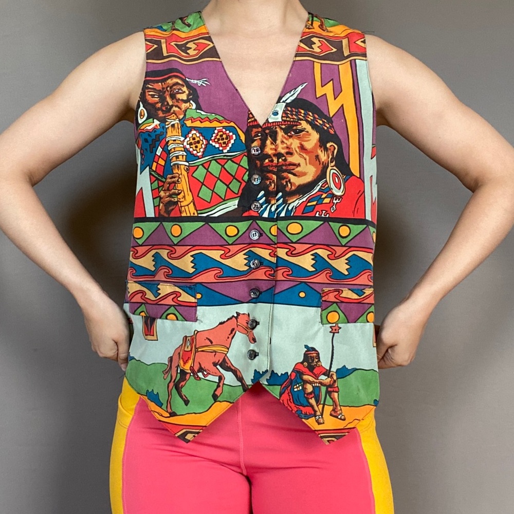Silk Club Indigenous Native American 100 Silk Vest S